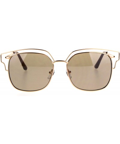 Rectangular Womens Oceanic Color Lens Wire Half Metal Rim Retro Fashion Sunglasses - Brown - CI182I2YKGU $22.04