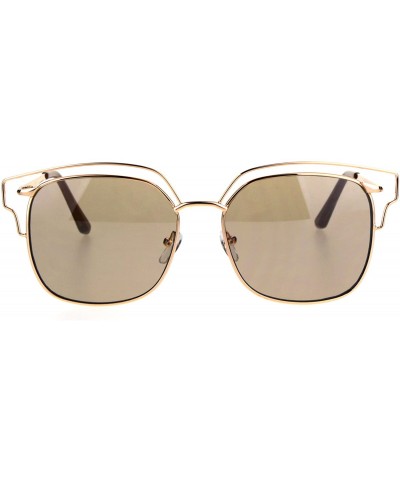 Rectangular Womens Oceanic Color Lens Wire Half Metal Rim Retro Fashion Sunglasses - Brown - CI182I2YKGU $11.77