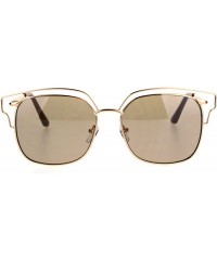 Rectangular Womens Oceanic Color Lens Wire Half Metal Rim Retro Fashion Sunglasses - Brown - CI182I2YKGU $11.77