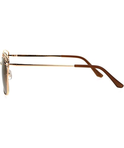 Rectangular Womens Oceanic Color Lens Wire Half Metal Rim Retro Fashion Sunglasses - Brown - CI182I2YKGU $11.77