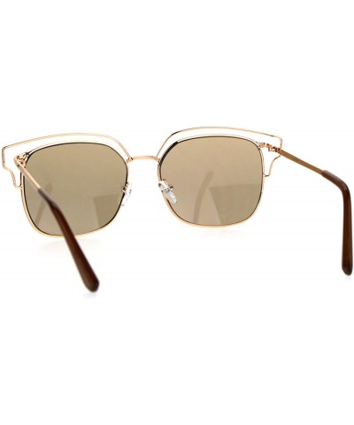 Rectangular Womens Oceanic Color Lens Wire Half Metal Rim Retro Fashion Sunglasses - Brown - CI182I2YKGU $11.77