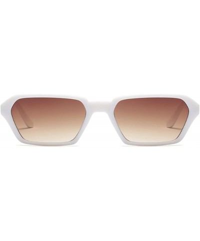 Goggle Vintage Rectangle Sunglasses Small Frame Women Square Fashion Eyewear - White Brown - CF18DW0XL47 $18.87