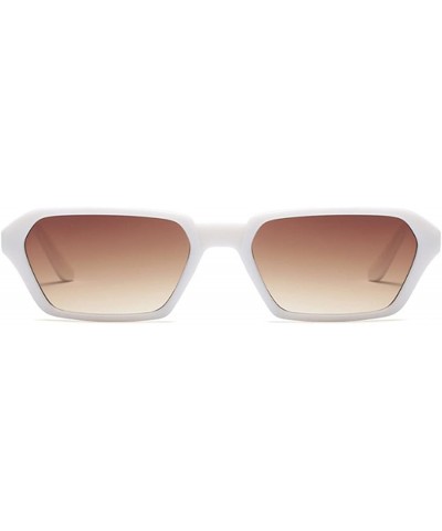 Goggle Vintage Rectangle Sunglasses Small Frame Women Square Fashion Eyewear - White Brown - CF18DW0XL47 $11.57