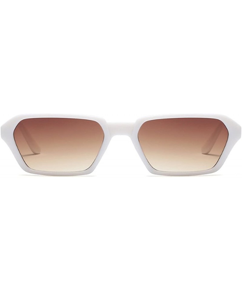 Goggle Vintage Rectangle Sunglasses Small Frame Women Square Fashion Eyewear - White Brown - CF18DW0XL47 $11.57