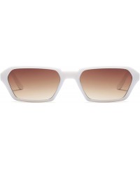Goggle Vintage Rectangle Sunglasses Small Frame Women Square Fashion Eyewear - White Brown - CF18DW0XL47 $11.57