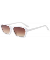 Goggle Vintage Rectangle Sunglasses Small Frame Women Square Fashion Eyewear - White Brown - CF18DW0XL47 $11.57