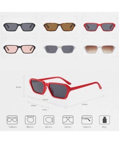 Goggle Vintage Rectangle Sunglasses Small Frame Women Square Fashion Eyewear - White Brown - CF18DW0XL47 $11.57