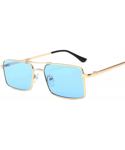 Rimless Classic Retro Designer Style Rectangle Sunglasses for Women Metal PC UV 400 Protection Sunglasses - Blue - CQ18SZTEZC...