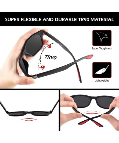 Rectangular Polarized Sunglasses for Men Driving Sun glasses Shades 80's Retro Style Brand Design Square - C118N7X3H7G $15.83