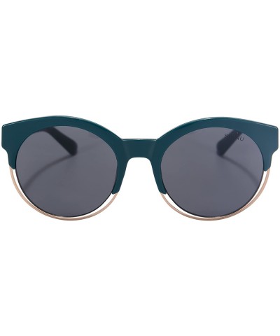 Round Women's UV400 Sunglasses Lightweighted Anti-glare Round Frame-S71018 - Blue - CK18QGZG84U $11.29