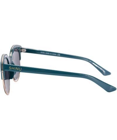 Round Women's UV400 Sunglasses Lightweighted Anti-glare Round Frame-S71018 - Blue - CK18QGZG84U $11.29
