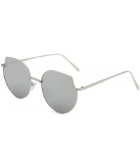 Oversized Women Cat Eye Sunglasses Metal Oversized Sun Glasses Eyewear Trend UV400 - Silver Grey - CB190394OOG $14.11