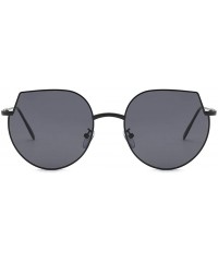 Oversized Women Cat Eye Sunglasses Metal Oversized Sun Glasses Eyewear Trend UV400 - Silver Grey - CB190394OOG $14.11