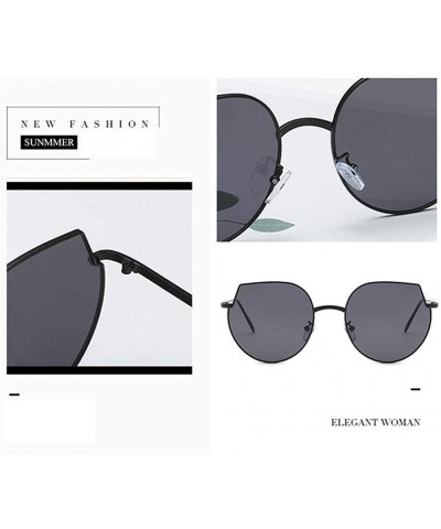 Oversized Women Cat Eye Sunglasses Metal Oversized Sun Glasses Eyewear Trend UV400 - Silver Grey - CB190394OOG $14.11