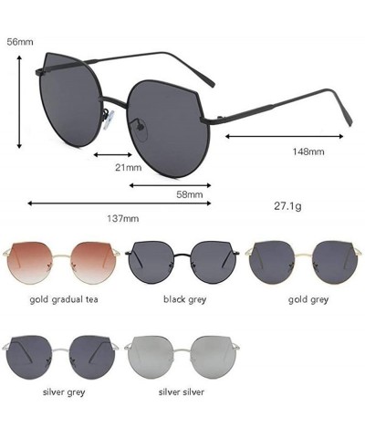 Oversized Women Cat Eye Sunglasses Metal Oversized Sun Glasses Eyewear Trend UV400 - Silver Grey - CB190394OOG $14.11