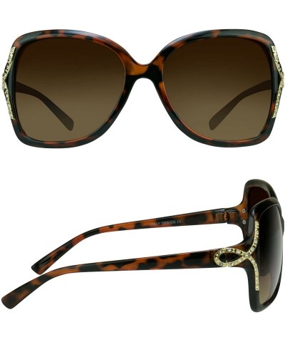 Square Womens Sunglasses with Rhinestones Fashionable and Trendy - Brown - CL18CC435ZS $12.61