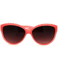 Round Rhinestone Top Round Cateye Sunglasses Womens Bling Designer Fashion - Pink - CY11F0MRHG5 $11.90