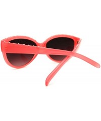 Round Rhinestone Top Round Cateye Sunglasses Womens Bling Designer Fashion - Pink - CY11F0MRHG5 $11.90