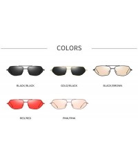 Rectangular 2019 Small Chic Rectangular Metal Frame Sunglasses Women Men Fashion Vintage Design UV400 NX - Brown - C018T7ASZK...
