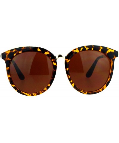 Oversized Womens Oversize Round Horn Rim Retro Sunglasses - Tortoise - CQ12ITP9FKF $13.04