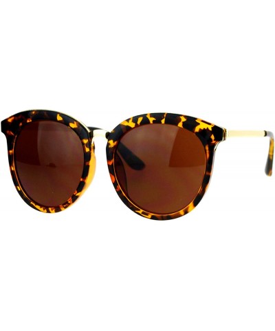 Oversized Womens Oversize Round Horn Rim Retro Sunglasses - Tortoise - CQ12ITP9FKF $24.84