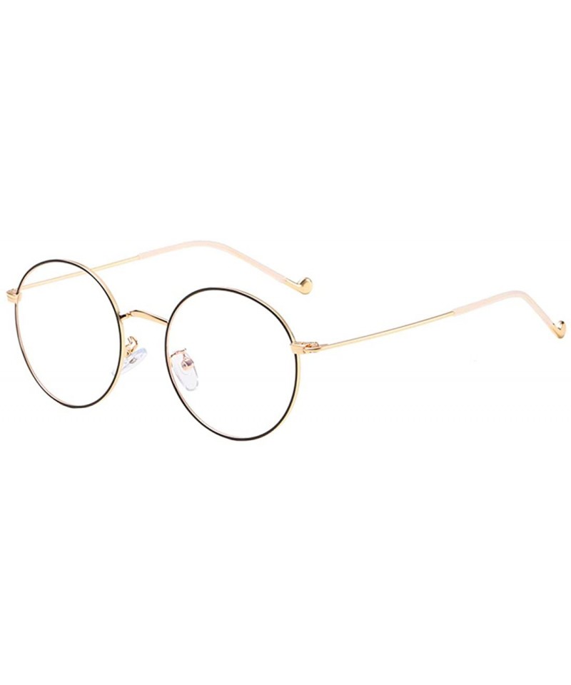 Round Fashion Anti-blue light Hiramitsu Myopia Glasses Retro Glasses - Black Gold - C21978KMOS9 $17.10