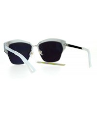 Cat Eye Mirrored Lens Futuristic Octagon Half Rim Cat Eye Sunglasses - White Green - CN1208IO8VH $11.63