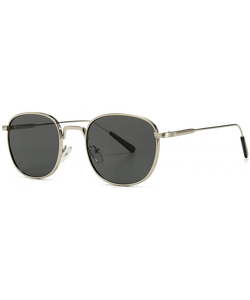 Square Square Sunglasses Women Retro Summer Male Sun Glasses Metal Frame Uv400 Summer - Silver With Black - CB1973CY0YN $11.65