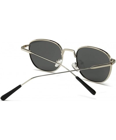 Square Square Sunglasses Women Retro Summer Male Sun Glasses Metal Frame Uv400 Summer - Silver With Black - CB1973CY0YN $11.65