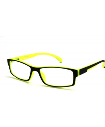 Rectangular Soft Matte Black w/ 2 Tone Reading Glasses Spring Hinge 0.74 Oz - Matte Black Yellow - C812C215KH9 $38.90