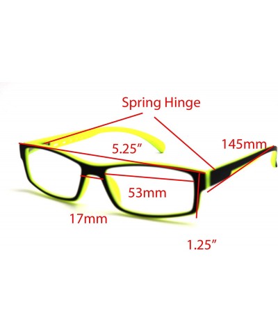 Rectangular Soft Matte Black w/ 2 Tone Reading Glasses Spring Hinge 0.74 Oz - Matte Black Yellow - C812C215KH9 $14.53