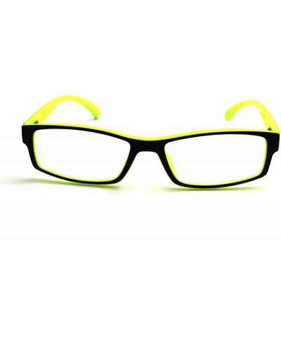 Rectangular Soft Matte Black w/ 2 Tone Reading Glasses Spring Hinge 0.74 Oz - Matte Black Yellow - C812C215KH9 $14.53