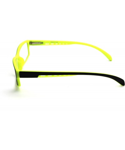 Rectangular Soft Matte Black w/ 2 Tone Reading Glasses Spring Hinge 0.74 Oz - Matte Black Yellow - C812C215KH9 $14.53