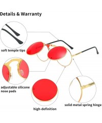 Goggle Retro Round 80's Flip Up Steampunk Sunglasses Mirror Vintage Circle Sun Glasses Eyewear for Men Women - CQ18UACQM26 $1...