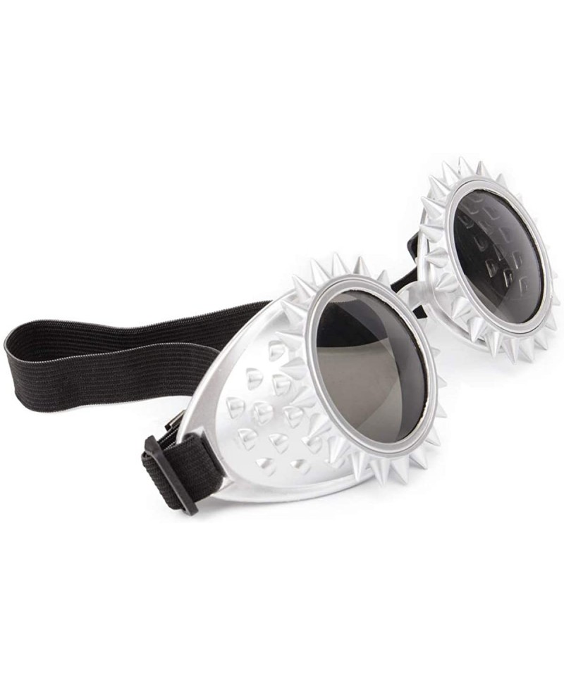 Goggle Steampunk Goggles Sunglasses Crystal Lens Silver for Festival Party - Silver - CL18I390OA0 $9.67