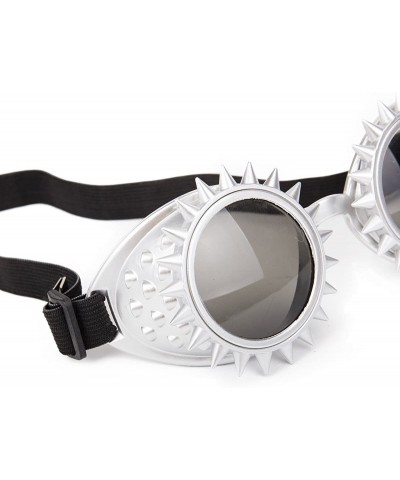 Goggle Steampunk Goggles Sunglasses Crystal Lens Silver for Festival Party - Silver - CL18I390OA0 $9.67