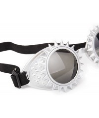 Goggle Steampunk Goggles Sunglasses Crystal Lens Silver for Festival Party - Silver - CL18I390OA0 $9.67