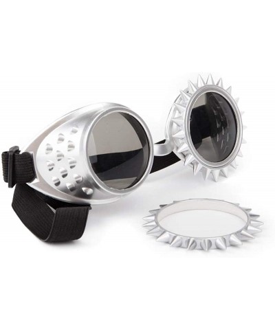 Goggle Steampunk Goggles Sunglasses Crystal Lens Silver for Festival Party - Silver - CL18I390OA0 $9.67