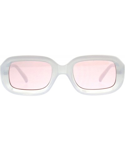 Rectangular Womens Sunglasses Vintage Retro Beveled Rectangular Frame UV 400 - White - C518CTID8XL $13.09