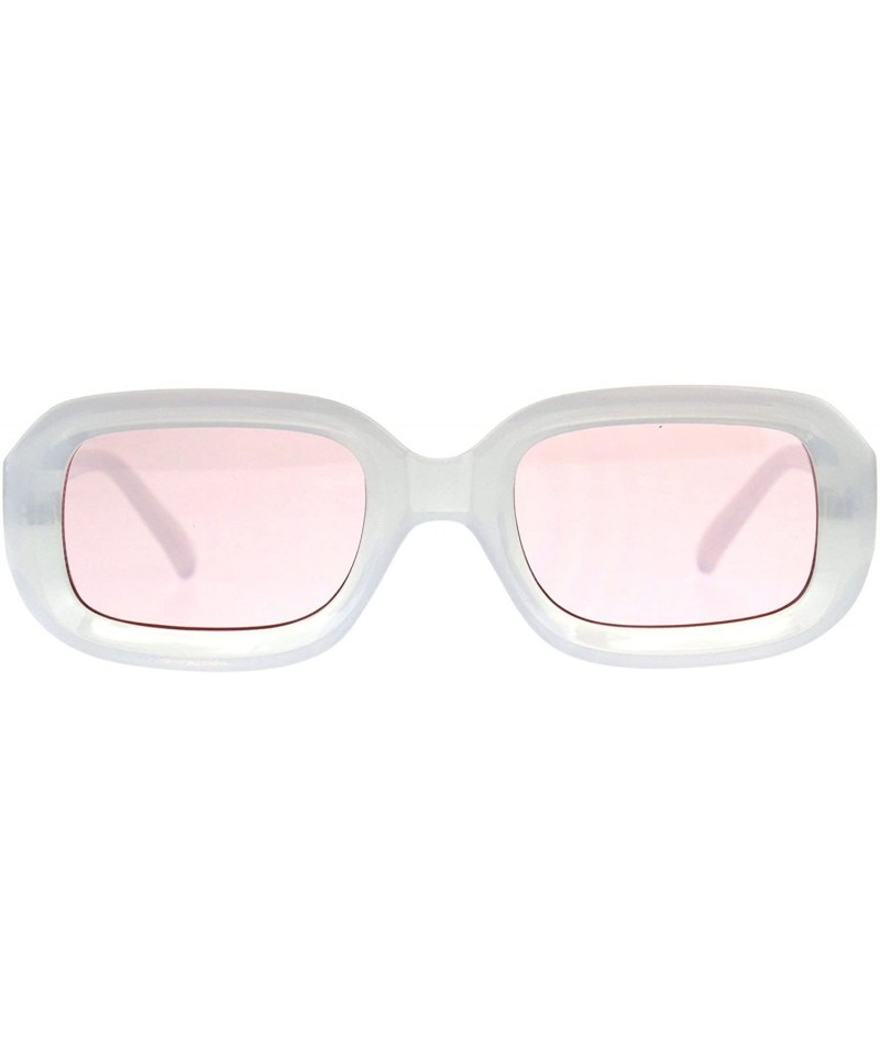 Rectangular Womens Sunglasses Vintage Retro Beveled Rectangular Frame UV 400 - White - C518CTID8XL $13.09