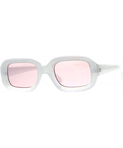 Rectangular Womens Sunglasses Vintage Retro Beveled Rectangular Frame UV 400 - White - C518CTID8XL $13.09