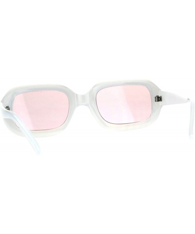 Rectangular Womens Sunglasses Vintage Retro Beveled Rectangular Frame UV 400 - White - C518CTID8XL $13.09