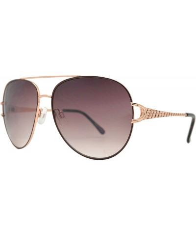 Aviator Classic Aviator Design Inspired Fashion Sunglasses for Women - Brown + Brown - CD18I5A8YLK $23.38