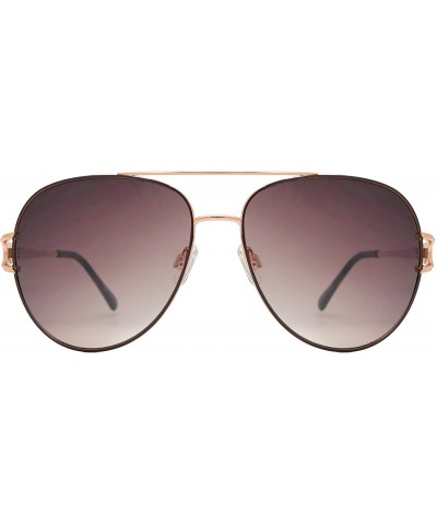 Aviator Classic Aviator Design Inspired Fashion Sunglasses for Women - Brown + Brown - CD18I5A8YLK $14.54