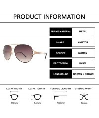 Aviator Classic Aviator Design Inspired Fashion Sunglasses for Women - Brown + Brown - CD18I5A8YLK $14.54