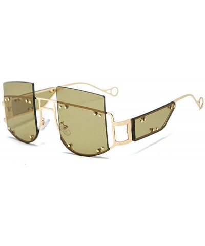 Square 2019 new fashion square big box personality street shooting trend unisex sunglasses - Green - CY18ZGE3QAW $28.16
