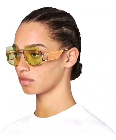 Square 2019 new fashion square big box personality street shooting trend unisex sunglasses - Green - CY18ZGE3QAW $18.15