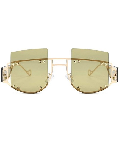 Square 2019 new fashion square big box personality street shooting trend unisex sunglasses - Green - CY18ZGE3QAW $18.15