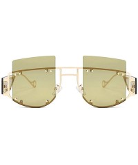 Square 2019 new fashion square big box personality street shooting trend unisex sunglasses - Green - CY18ZGE3QAW $18.15