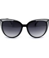 Cat Eye Womens Glitter Trim Oversize Cat Eye Mod Plastic Sunglasses - Black Silver Smoke - CL18WY6TA6M $9.72